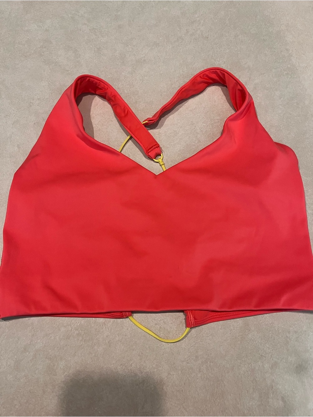 Savage X Fenty Red Sports Bra with Yellow Accent
